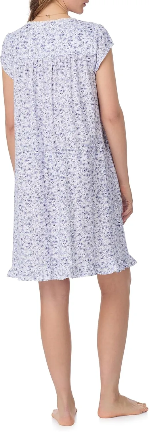 Eileen West Nightgowns for Women - Soft Cotton Jersey Cap Sleeve 38" Short Night Gown
