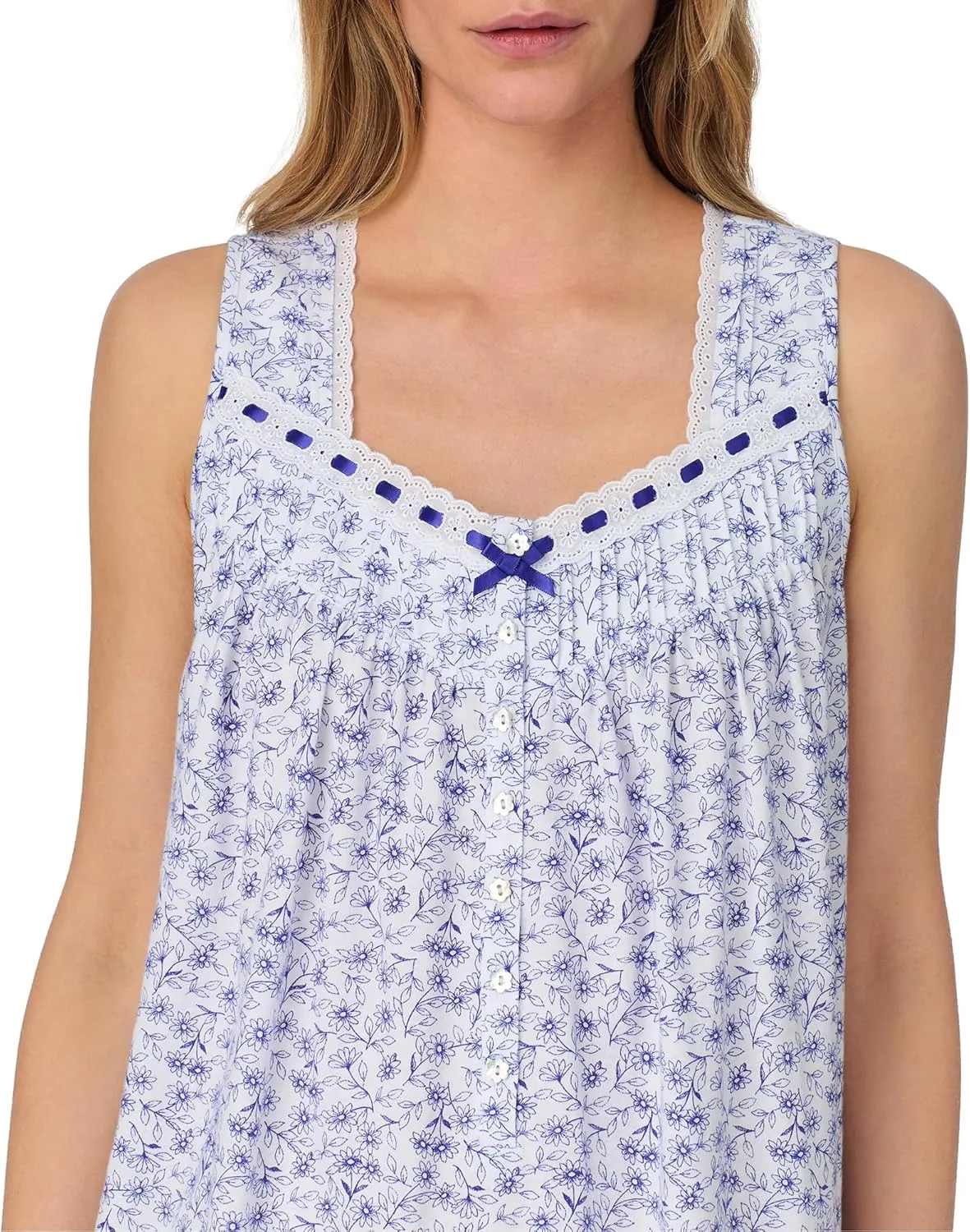 Eileen West Nightgowns for Women - Soft Cotton Jersey Sleeveless 38" Short Night Gown