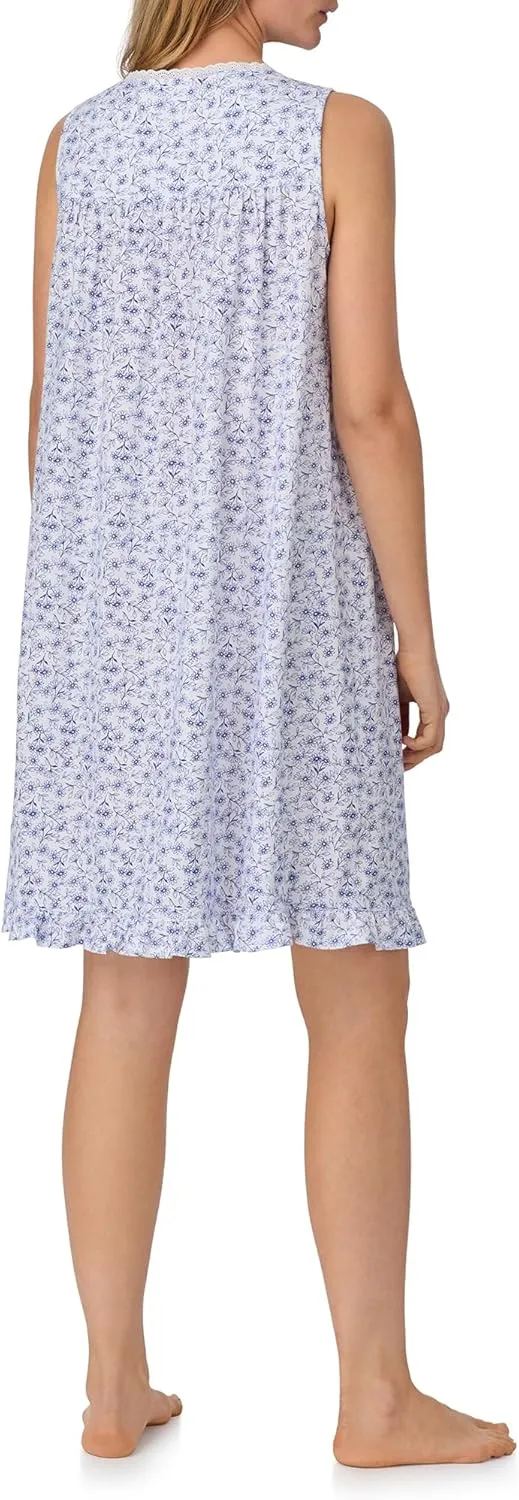 Eileen West Nightgowns for Women - Soft Cotton Jersey Sleeveless 38" Short Night Gown