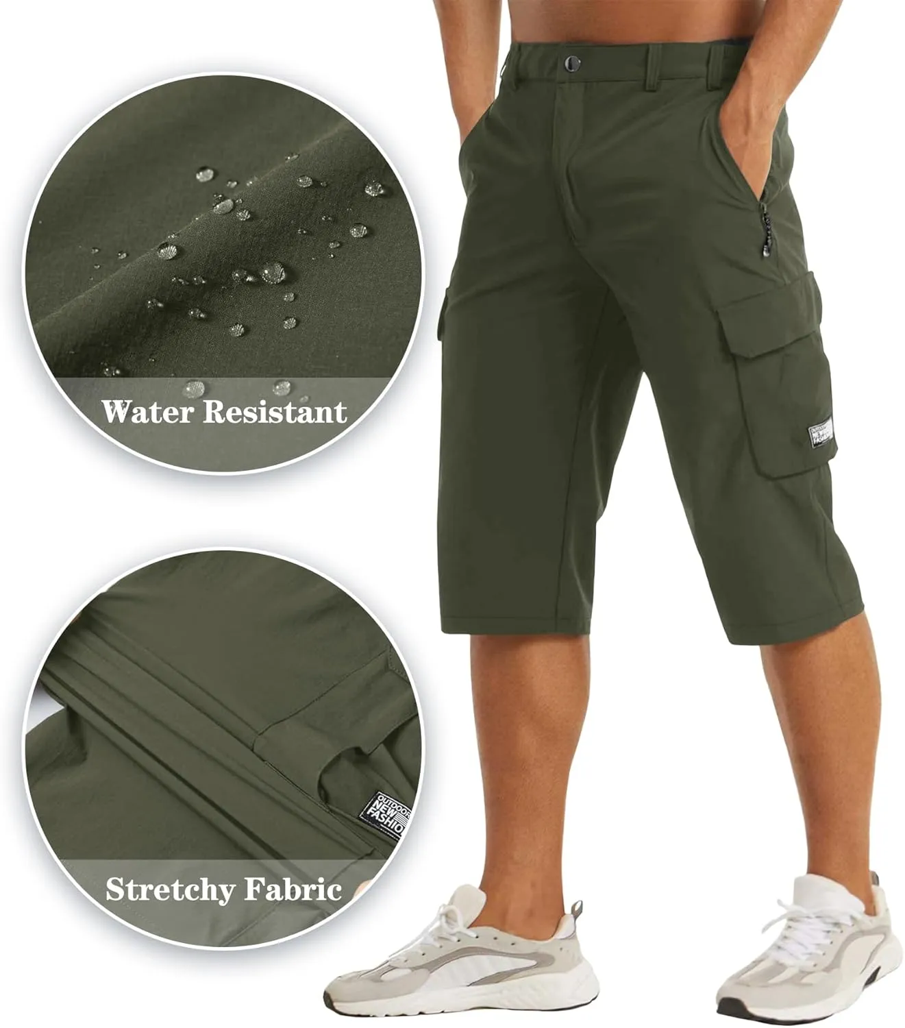 EKLENTSON Men's Workout Shorts Quick Dry Gym Hiking Shorts Zipper Pockets Lightweight Athletic 3/4 Capri Pants for Men