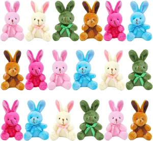 Elcoho 18 Pack Easter Plush Bunnies Stuffed Bunny Plush Toys Easter Baskets Filler Stuffers Easter Gift Plush Bunny Animals