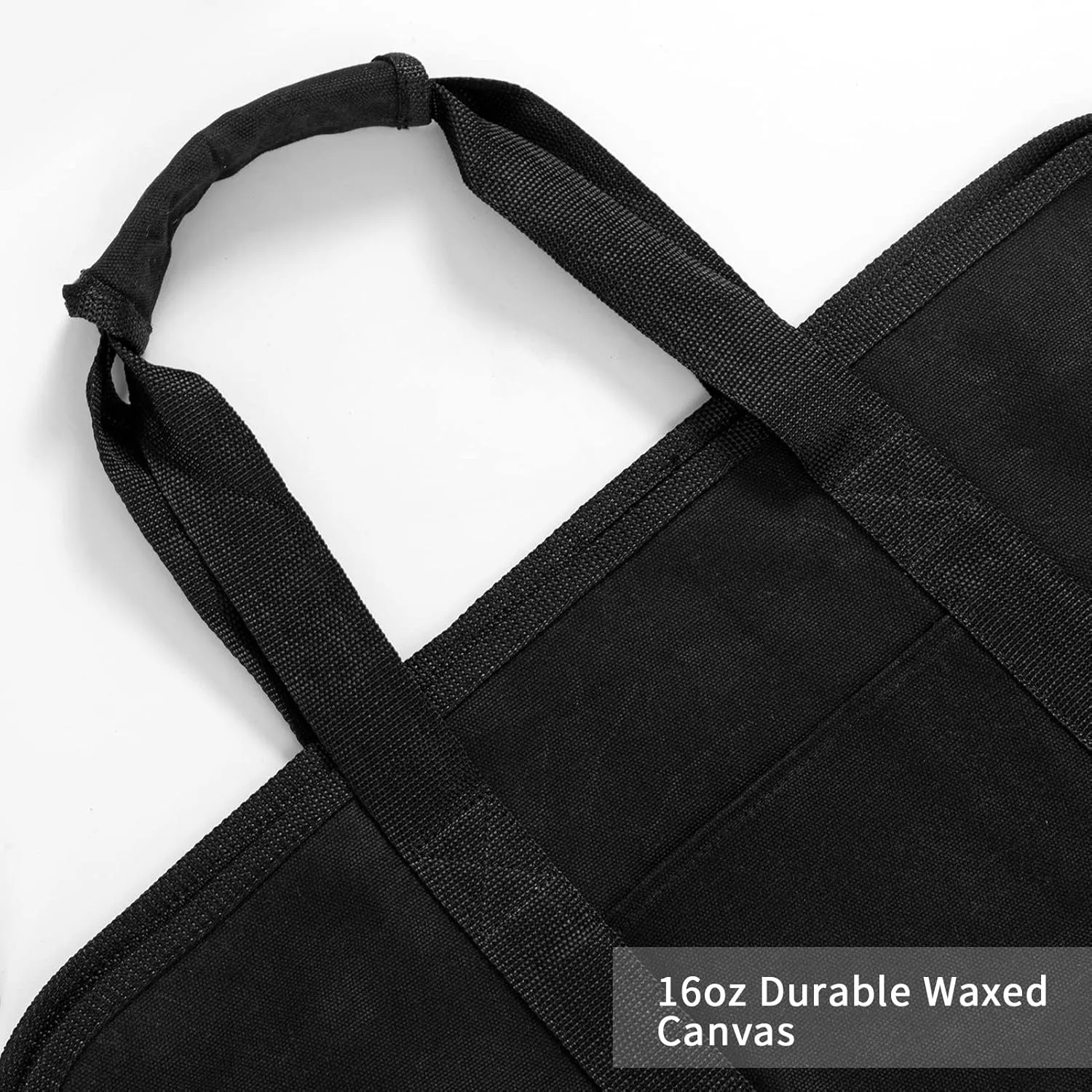 eletecpro Large Firewood Carrier Bag, Durable Waxed Canvas Log Carrier with Handles, Wood Carrying Bag for Fireplace & Wood Stove (Black)
