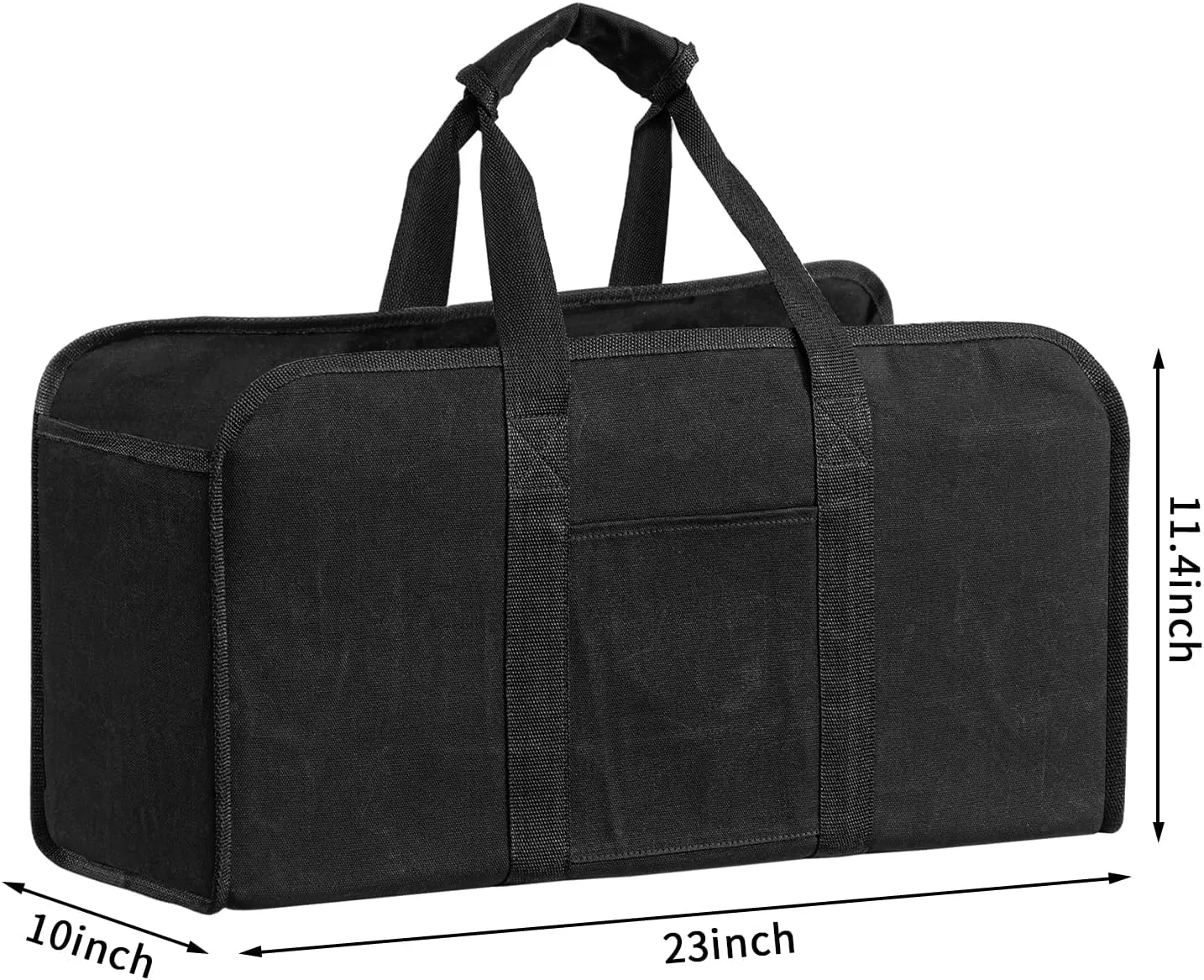 eletecpro Large Firewood Carrier Bag, Durable Waxed Canvas Log Carrier with Handles, Wood Carrying Bag for Fireplace & Wood Stove (Black)