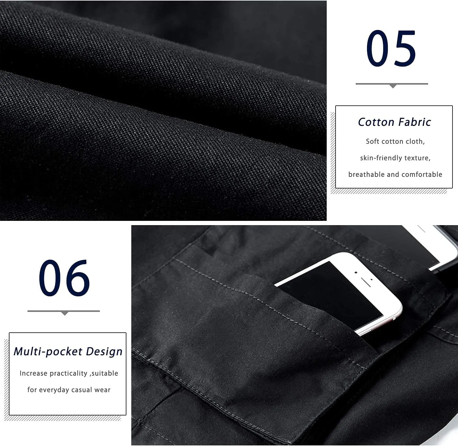 ELETOP Men's Cargo Shorts Elastic Waistband Drawstring Big and Tall Cotton Summer Casual Work Shorts