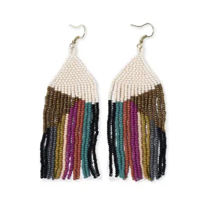 Elise Angle with Stripes Beaded Fringe Earrings