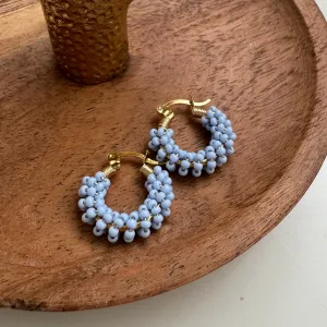 Eloisa Mini Beaded Hoops | Cielo Azul