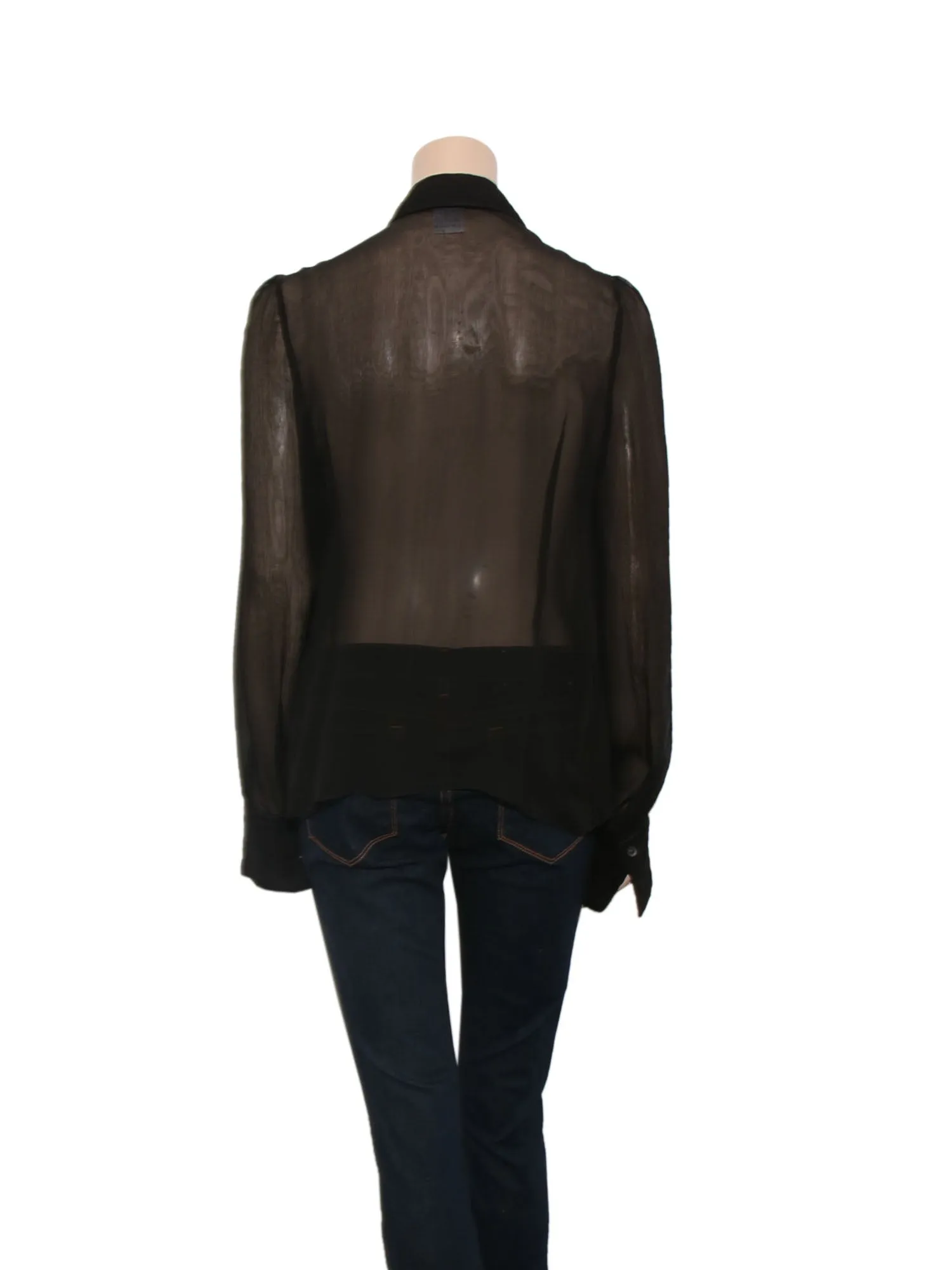 Embellished Sheer Silk Blouse