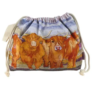 Emma Ball Drawstring Bag : Highland Coos