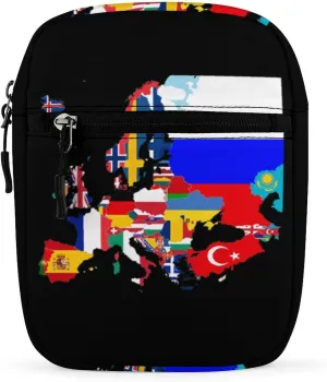 Europe Flags Map Cute Crossbody Bags Small Sling Purse Travel Shoulder Bag with Adjustable Strap for Men Women