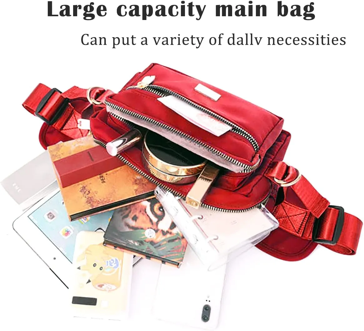 Extra Large Fashion Fanny Pack for Men Women, Waist Bag for Waterproof Hiking Running Biking Gym Outdoor Sports Travel Belt Bag (Red)