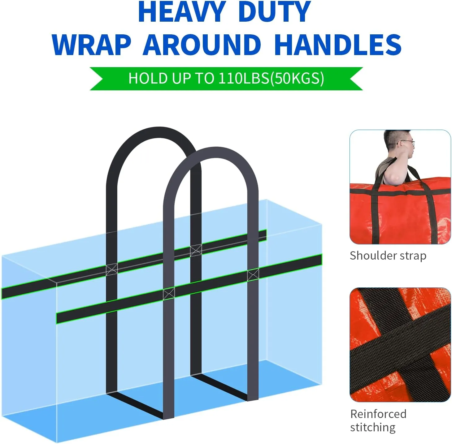 Extra Large Moving Bags with Zippers Heavy Duty Storage Duffle Bag for College Dorms Big Foldable Duffle Bag for Travel Clothes Blankets Bedding Moving (Orange 1 pack)