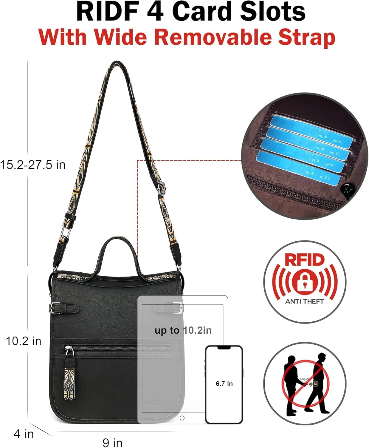 FADEON Crossbody Bags Purses for Women Designer Cross Body Shoulder Bag Purse PU Leather Top Handle Handbag Wide Strap