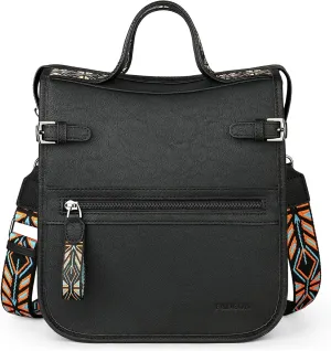 FADEON Crossbody Bags Purses for Women Designer Cross Body Shoulder Bag Purse PU Leather Top Handle Handbag Wide Strap