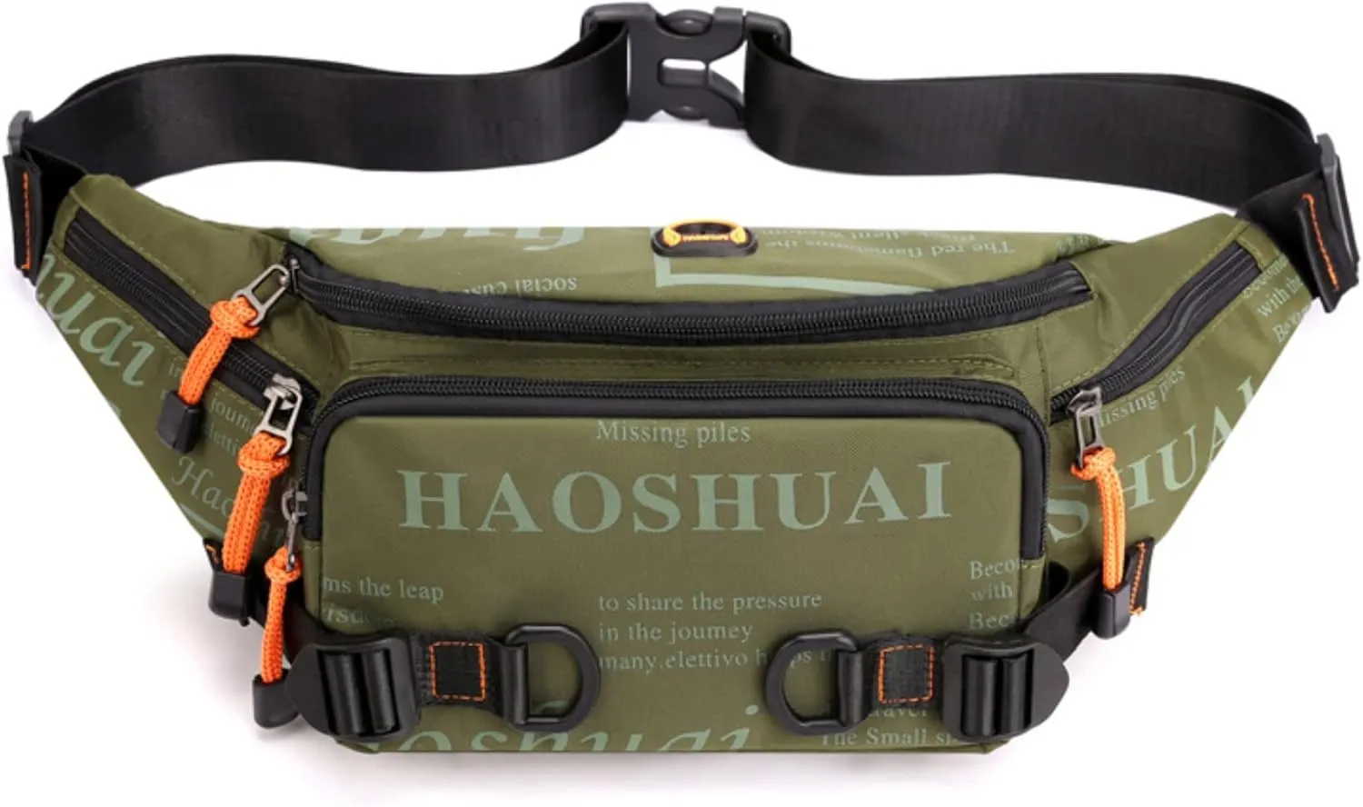 Fanny Pack Belt Waist Bag for Men &Women Unisex Waterproof Hip Pack with Headphone Jack and Zipper Adjustable Strap Running Pack for Outdoors & Gym (Army Green)