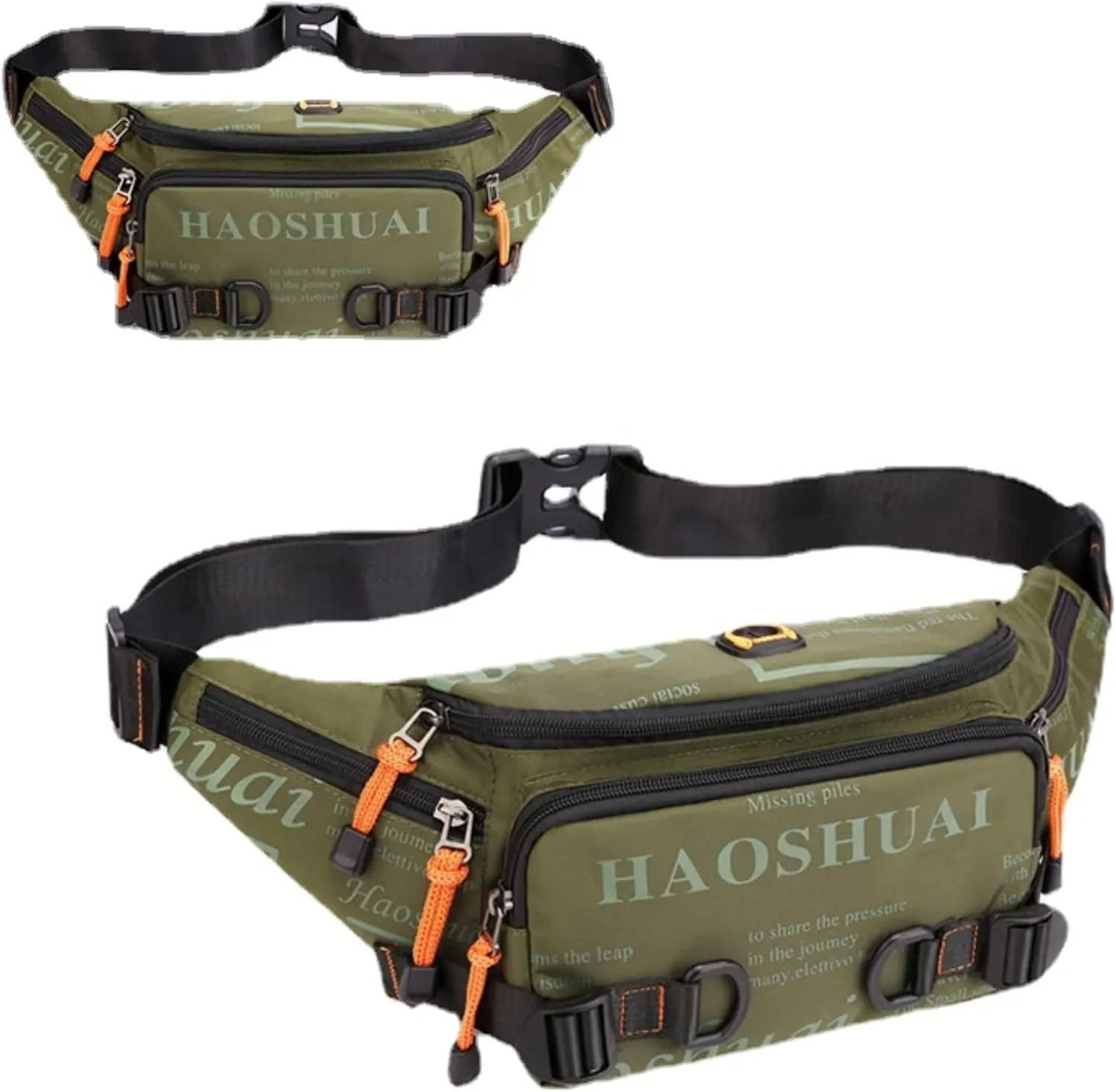 Fanny Pack Belt Waist Bag for Men &Women Unisex Waterproof Hip Pack with Headphone Jack and Zipper Adjustable Strap Running Pack for Outdoors & Gym (Army Green)