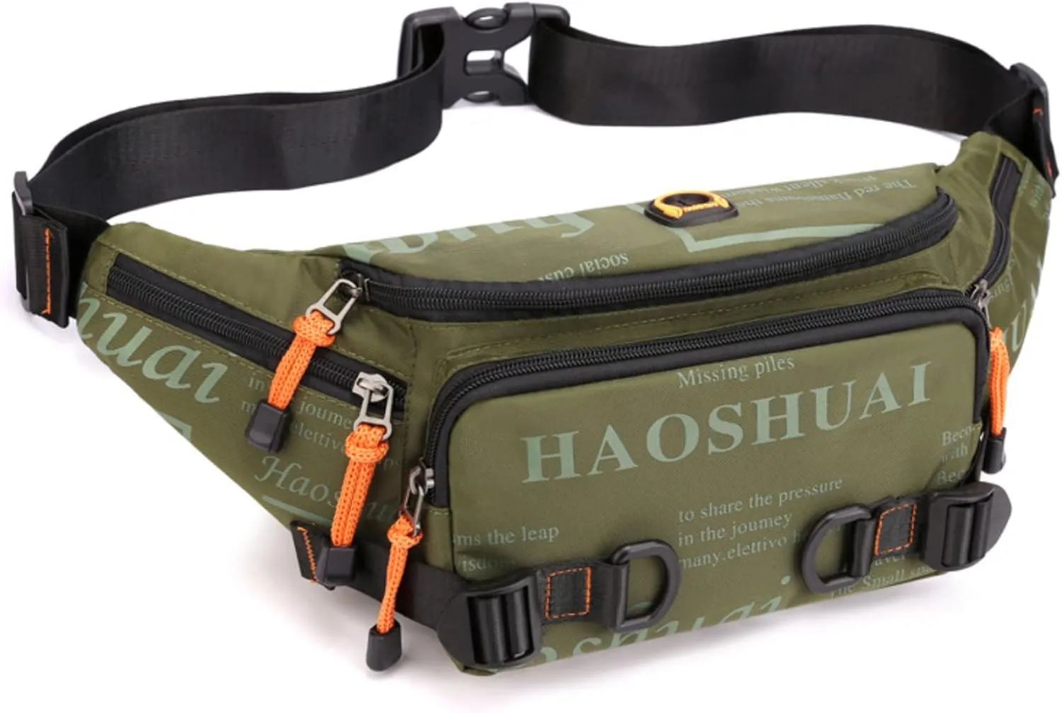 Fanny Pack Belt Waist Bag for Men &Women Unisex Waterproof Hip Pack with Headphone Jack and Zipper Adjustable Strap Running Pack for Outdoors & Gym (Army Green)