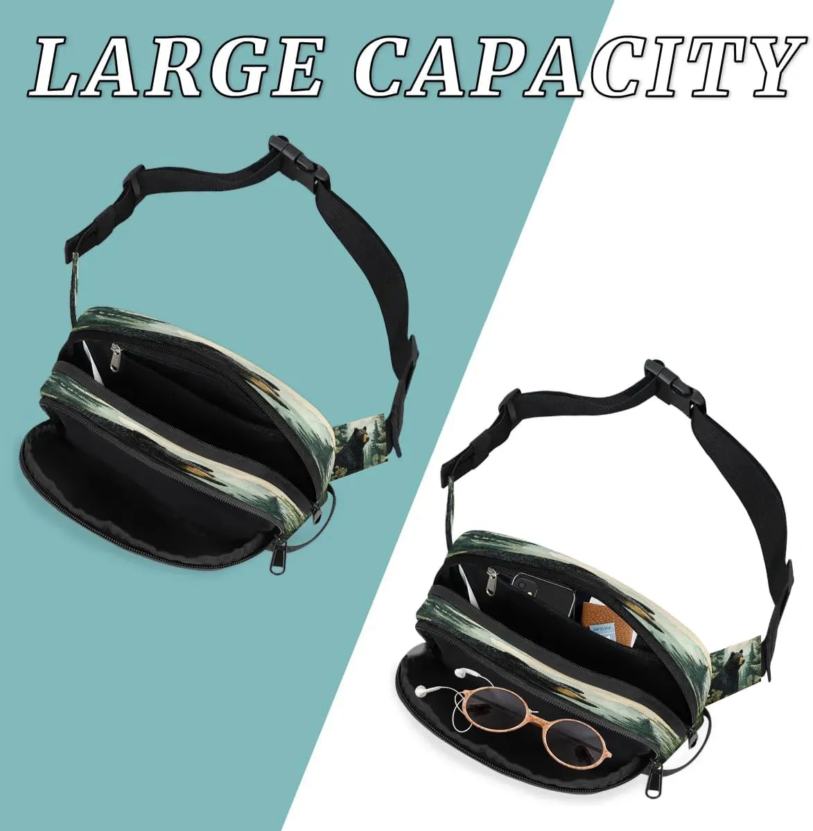Fanny Pack Crossbody for Women Men Bear Fanny Pack Cross Body Bag for Shopping Traveling Running Hiking Cycling