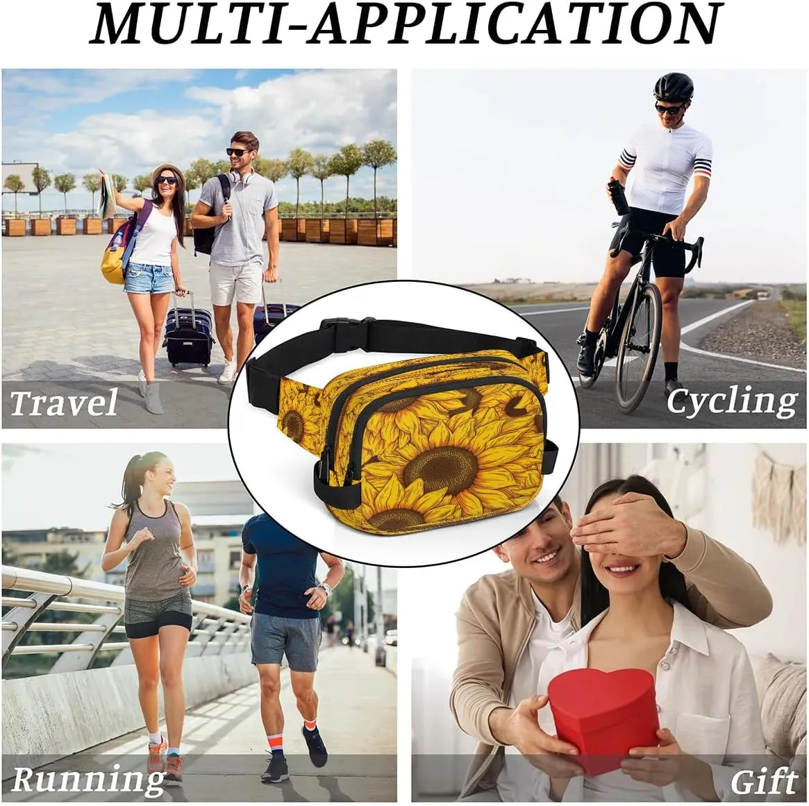 Fanny Pack Crossbody for Women Men Floral Sunflowers Fanny Pack Cross Body Bag for Shopping Traveling Running Hiking Cycling