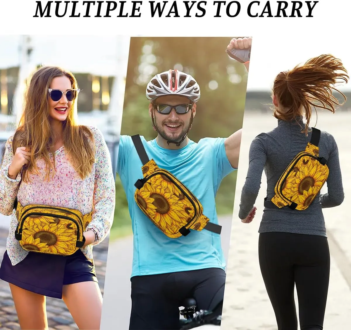 Fanny Pack Crossbody for Women Men Floral Sunflowers Fanny Pack Cross Body Bag for Shopping Traveling Running Hiking Cycling