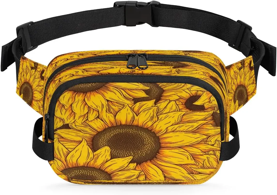 Fanny Pack Crossbody for Women Men Floral Sunflowers Fanny Pack Cross Body Bag for Shopping Traveling Running Hiking Cycling