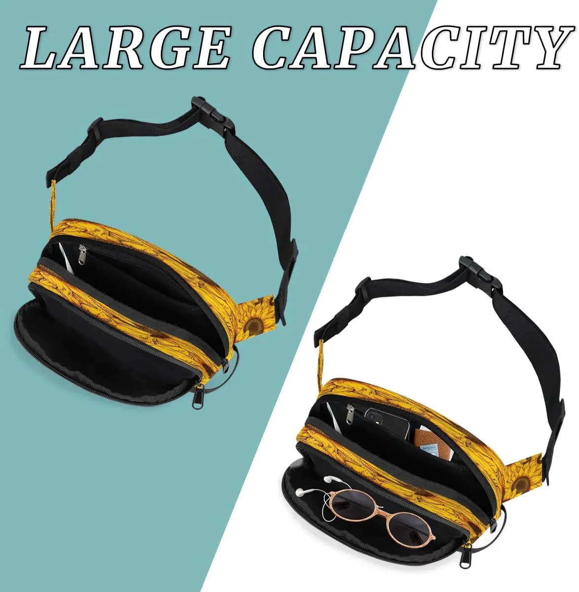 Fanny Pack Crossbody for Women Men Floral Sunflowers Fanny Pack Cross Body Bag for Shopping Traveling Running Hiking Cycling