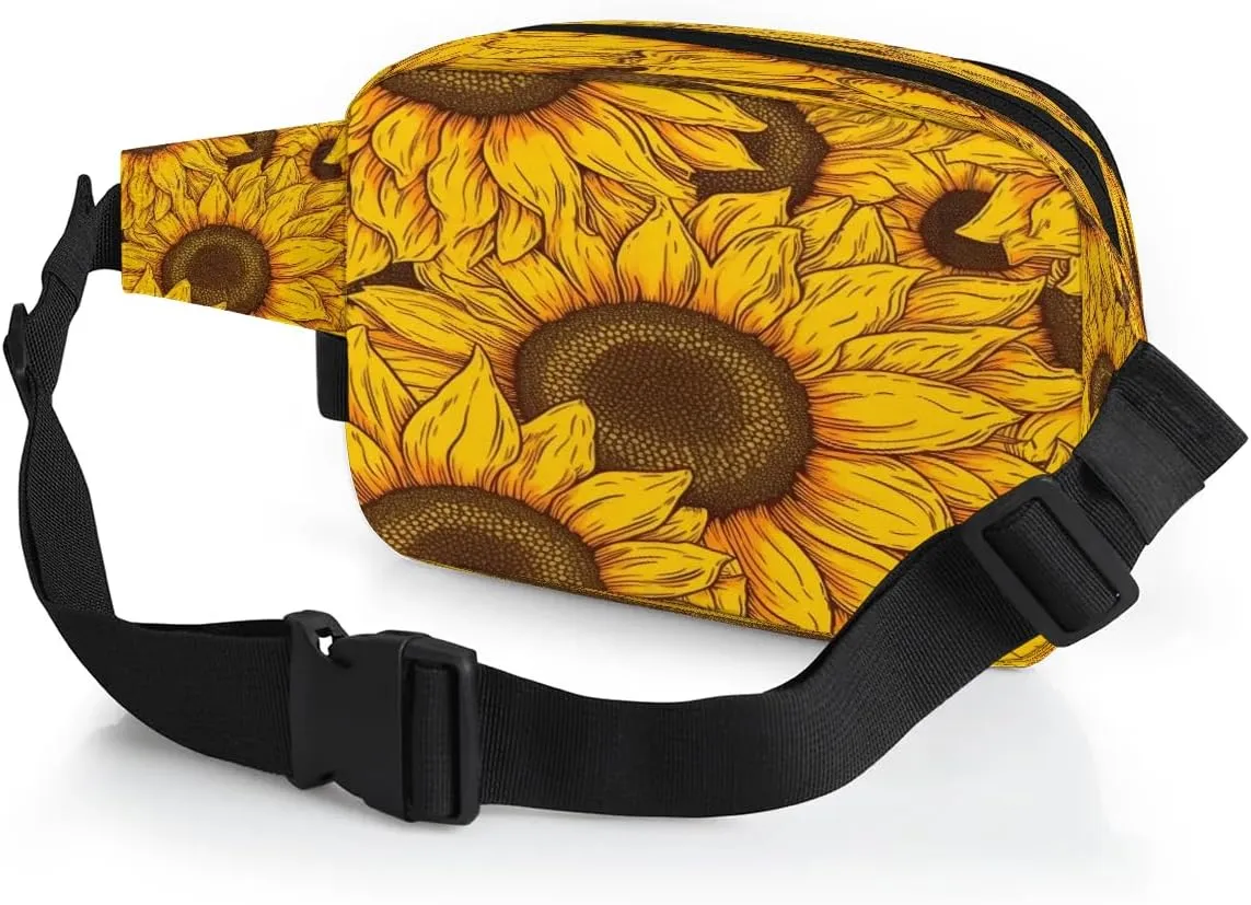 Fanny Pack Crossbody for Women Men Floral Sunflowers Fanny Pack Cross Body Bag for Shopping Traveling Running Hiking Cycling