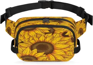 Fanny Pack Crossbody for Women Men Floral Sunflowers Fanny Pack Cross Body Bag for Shopping Traveling Running Hiking Cycling