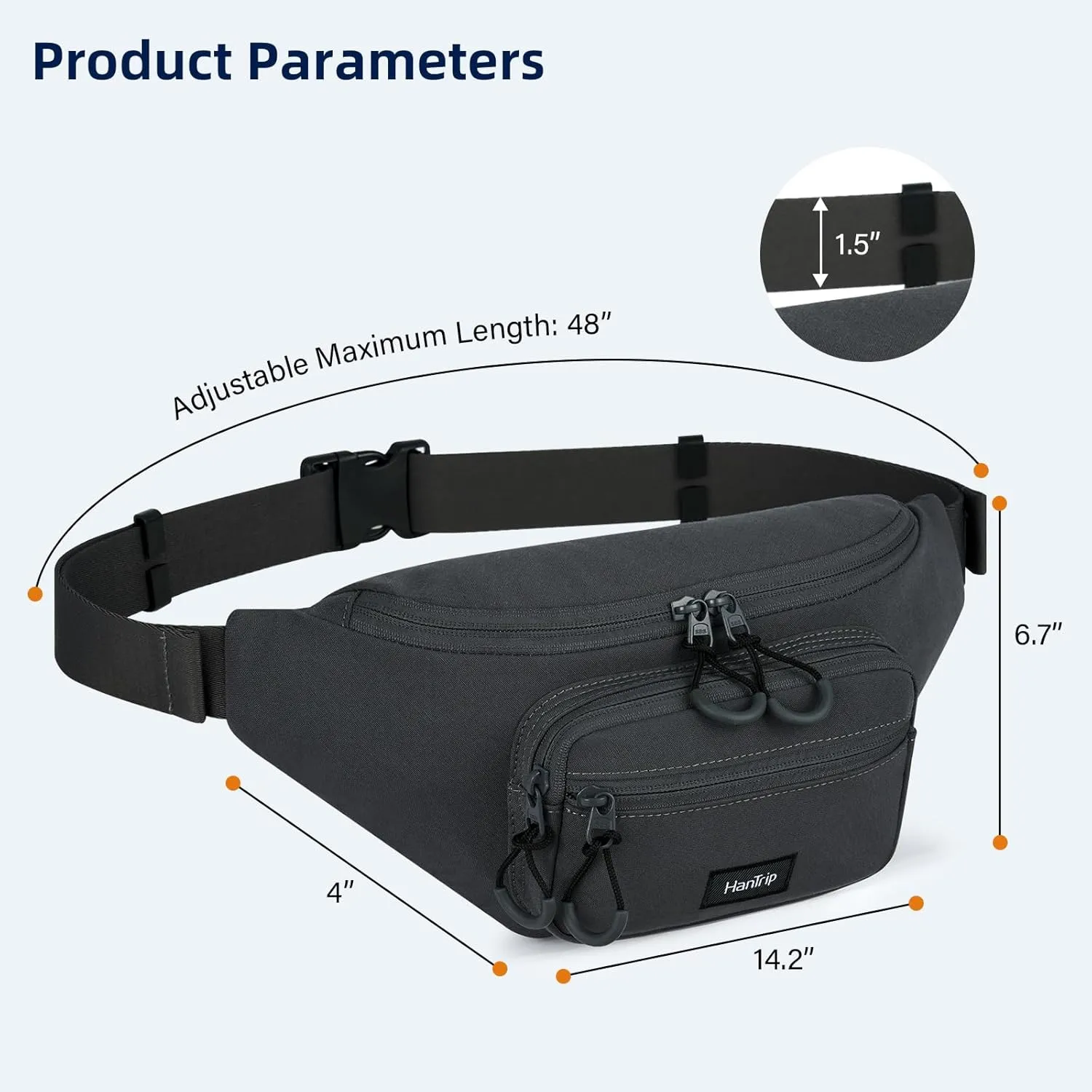 Fanny Packs for Women Men, Small Travel Fanny Pack Lightweight Crossbody Waist Bag Large Capacity, Water Resistant Belt Bags with Adjustable Strap for Hiking, Cycling(Dark Gray)