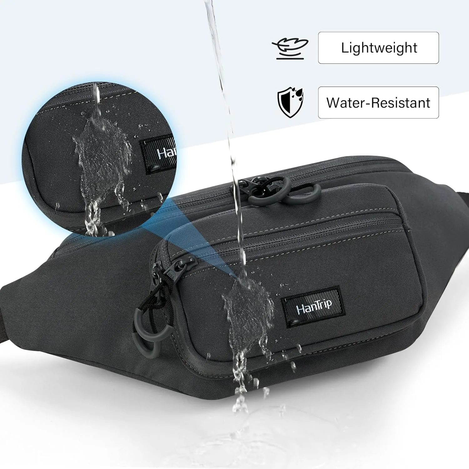 Fanny Packs for Women Men, Small Travel Fanny Pack Lightweight Crossbody Waist Bag Large Capacity, Water Resistant Belt Bags with Adjustable Strap for Hiking, Cycling(Dark Gray)