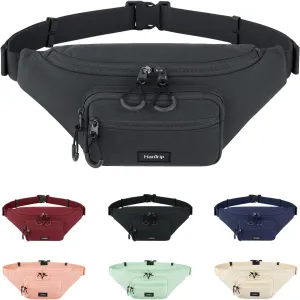Fanny Packs for Women Men, Small Travel Fanny Pack Lightweight Crossbody Waist Bag Large Capacity, Water Resistant Belt Bags with Adjustable Strap for Hiking, Cycling(Dark Gray)