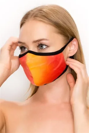 FASHION MASK 101-TD-ORANGE tie dye print double layer contoured face
