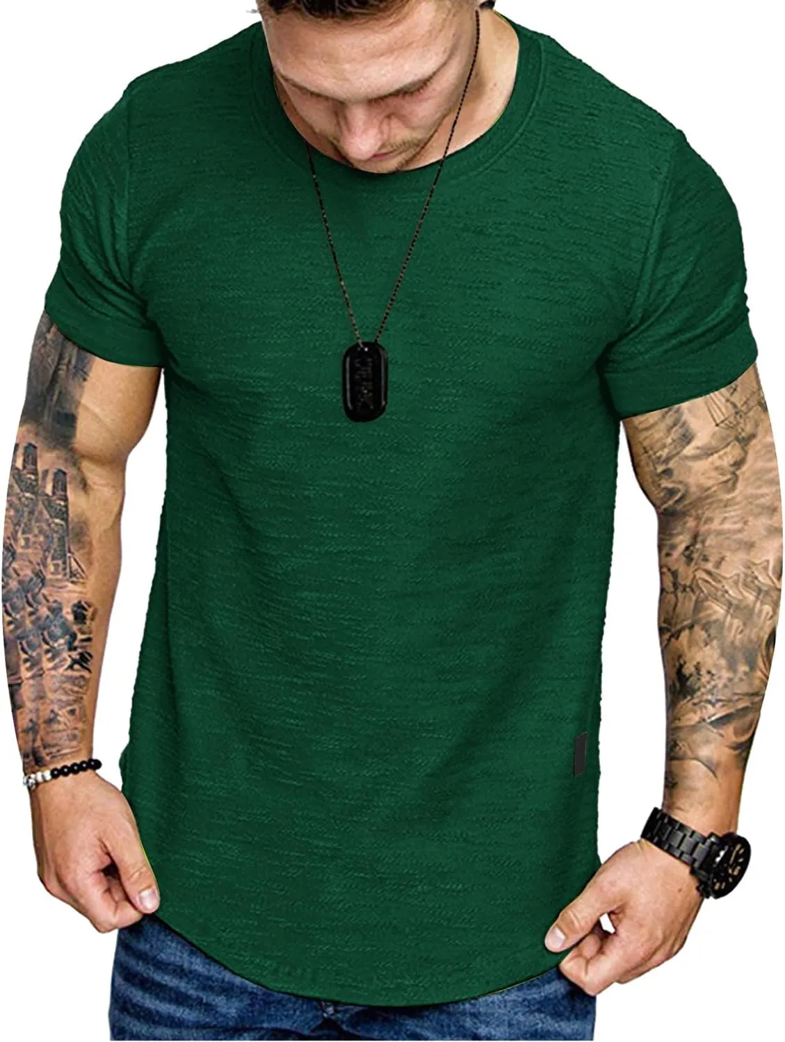 Fashion Mens T Shirt Muscle Gym Workout Athletic Shirt Cotton Tee Shirt Top