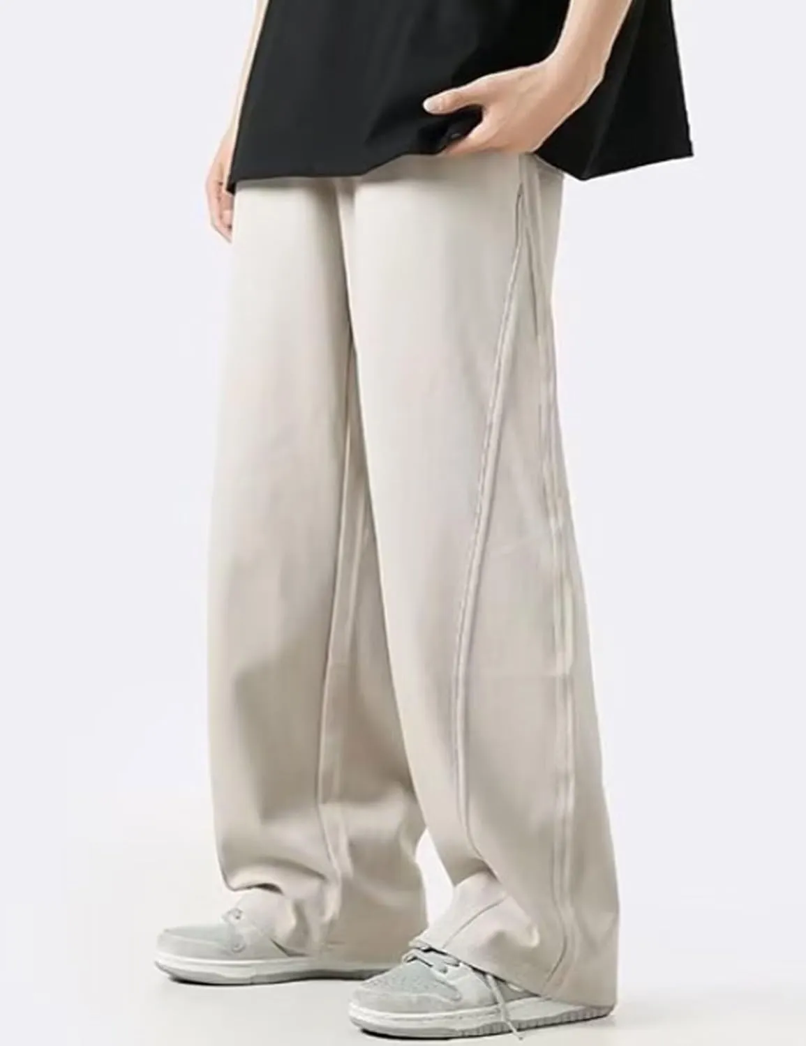 FCOOLYEET Mens Baggy Sweatpants Y2k Track Pants Drawstring Yoga Gym Workout Pants Wide Leg Long Pants Streetwear