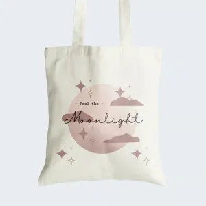 Feel The Moonlight Illustration Tote Bag With Zipper