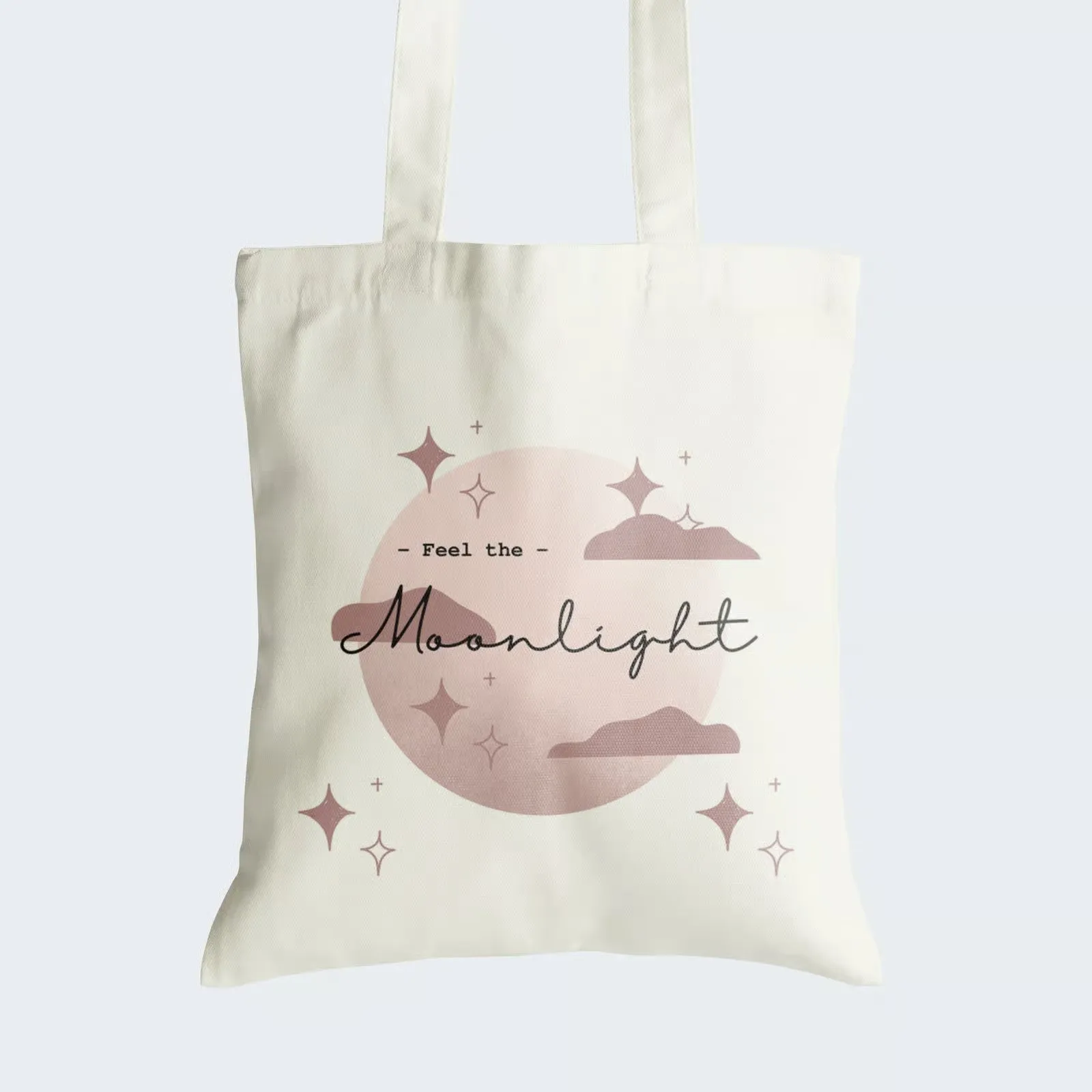 Feel The Moonlight Illustration Tote Bag With Zipper
