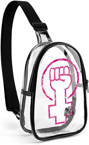 Feminist Fist Power Clear Sling Bag Stadium Crossbody Bags Purses for Women Men with Adjustable Strap