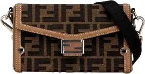 FENDI Baguette Soft Trunk Phone Case Bag Zucca Canvas and Leather