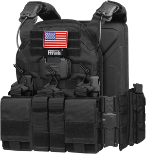Feyachi Magnetic Tactical Vest Bulletproof - TM 20 Airsoft Vest MOLLE System Quick Release One Button Disassembly