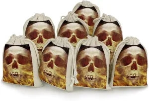 Fire Flaming Skull Fashion Bunches Pocket 8 Pack Cotton Storage Drawstring Bags Cute Sachet Bag