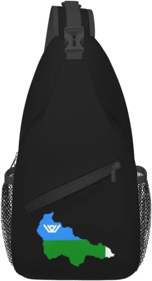 Flag Map of Khanty–mansi Autonomous Okrug Crossbody Bags For Women Men Chest Backpack Gym Shoulder Bag Travel Outdoor Sports Casual Crossbody Bags
