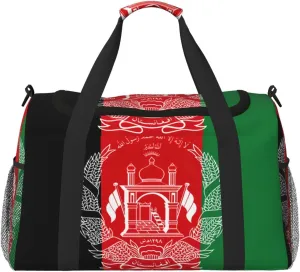 Flag of Afghanistan print Travel Duffle Bag Gym Bag for Women,Puffer Tote Bag,Weekender Overnight Bag Organizer