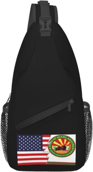 Flag Of Miami, Arizona And America Crossbody Bags For Women Men Chest Backpack Gym Shoulder Bag Travel Outdoor Sports Casual Crossbody Bags