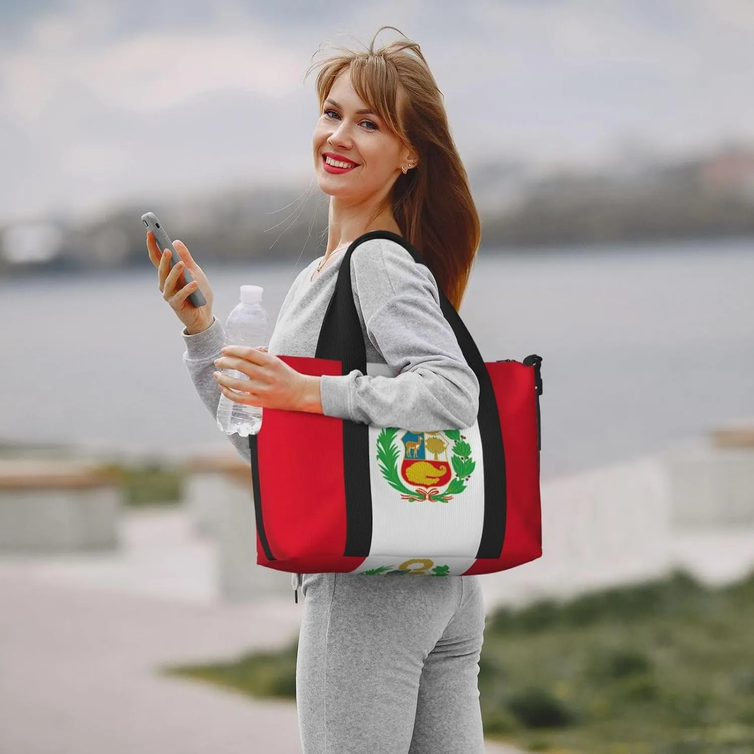 Flag Of Peru Travel Duffel Bag Carry On Tote Bags For Men,Weekender Overnight Bag,Sports Tote Gym Bag