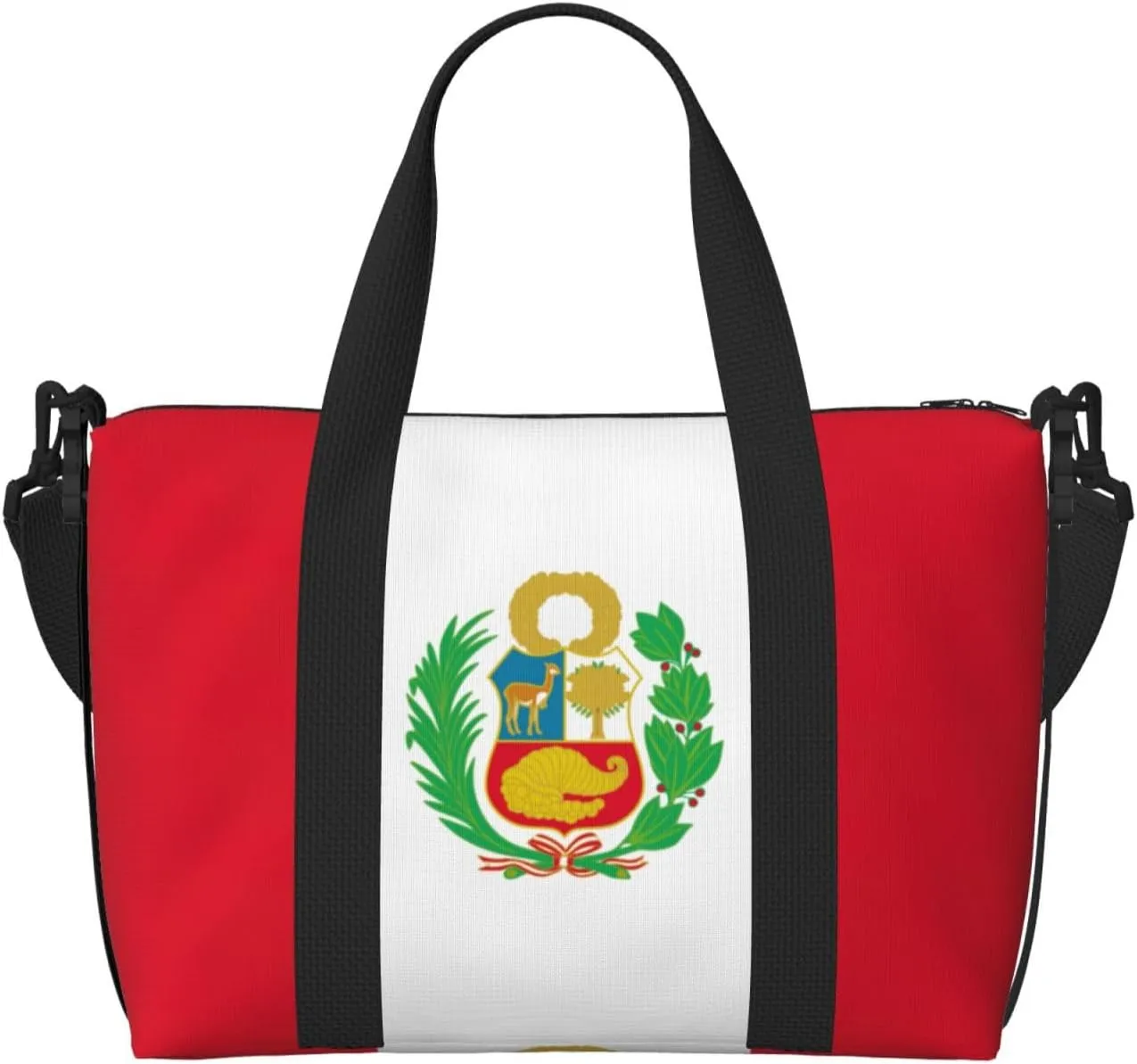 Flag Of Peru Travel Duffel Bag Carry On Tote Bags For Men,Weekender Overnight Bag,Sports Tote Gym Bag