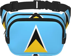 Flag of Saint Lucia Fitness travel shoulder bag, fashionable and casual waist bag, square double-layer waist bag