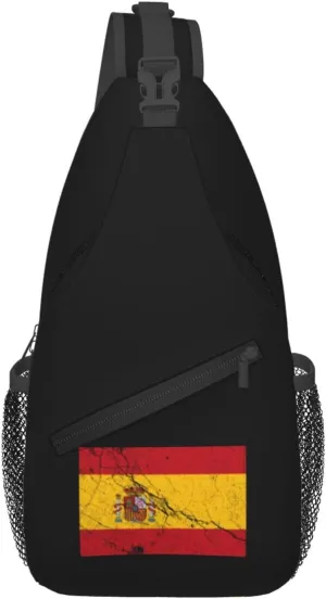 Flag Of Spain Texture Effect Crossbody Bags For Women Men Chest Backpack Gym Shoulder Bag Travel Outdoor Sports Casual Crossbody Bags