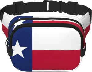 Flag of Texas Print Men and Women Square Double Layer Waist Bag Workout Crossbody Travel Waist Bag