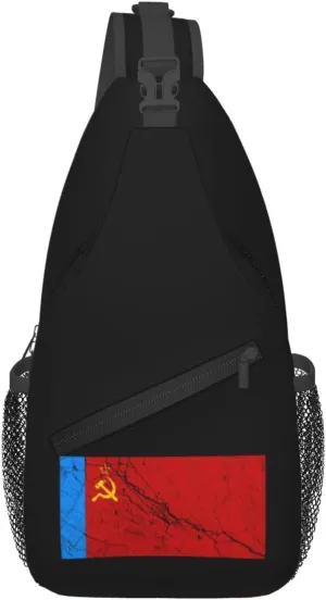 Flag Of The Russian Soviet Federative Socialist Republic Texture Effect Crossbody Bags For Women Men Chest Backpack Gym Shoulder Bag Travel Outdoor Sports Casual Crossbody Bags