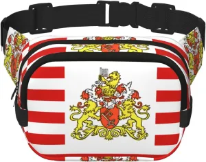 Flag of the Senate of Bremen Pattern trendy fashionable waist bag, unisex travel sports messenger bag