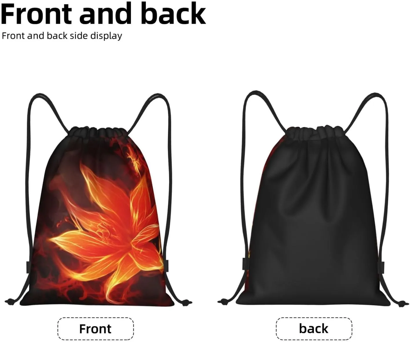 Flaming Fire Flowers Drawstring Backpack Waterproof String Bag Cinch Bags Portable Gym Bag for Women Men
